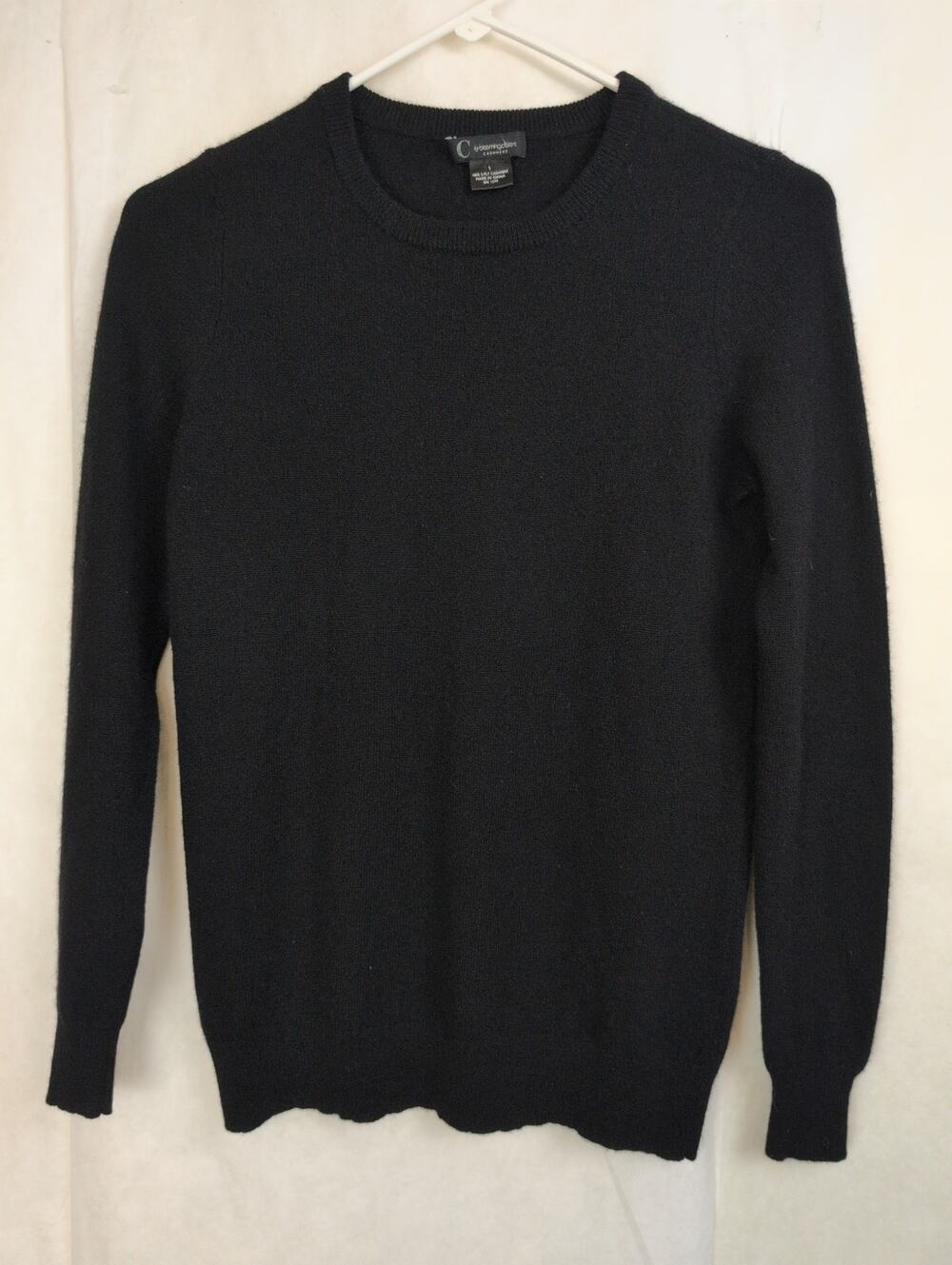 C by Bloomingdale's black 2 ply cashmere sweater Size S Preppy Minimal Luxe